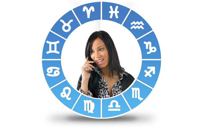 astrology signs surrounding a phone psychic